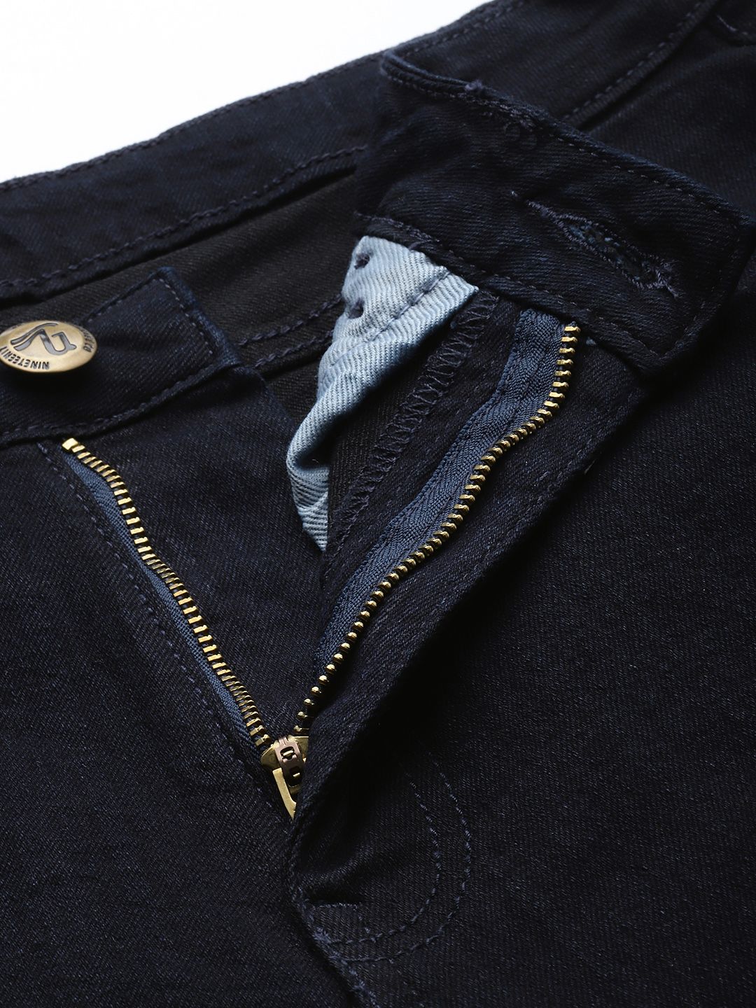 The Indian Garage Co Men Navy Blue Skinny Fit Applique Stretchable Jeans