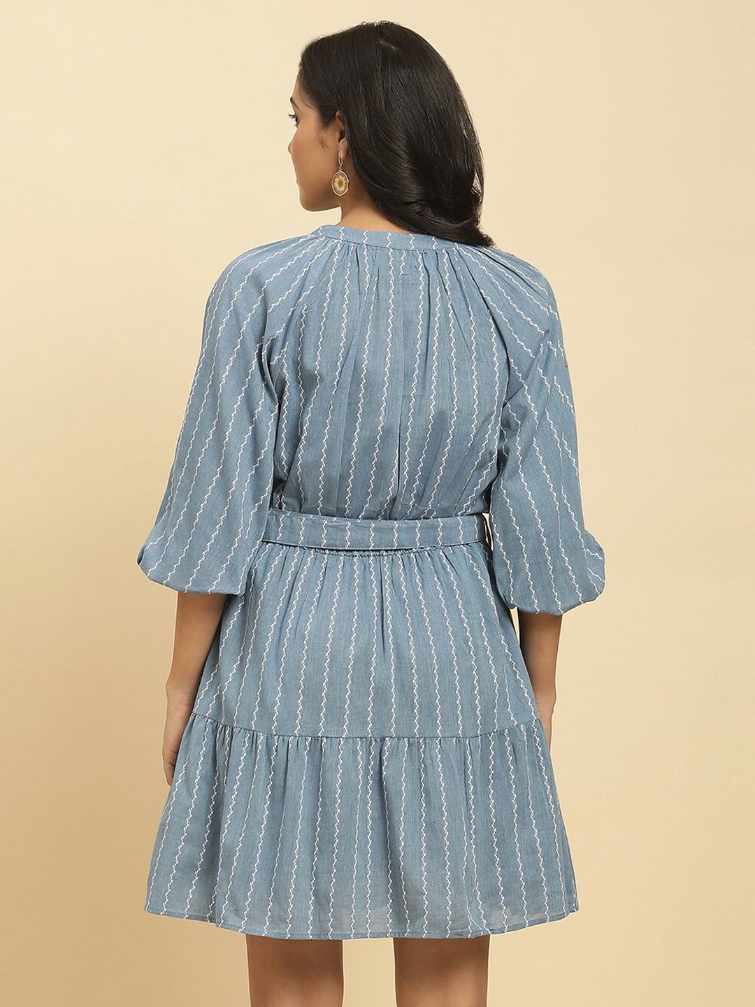 W Striped Pure Cotton A-Line Dress