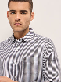 THE BEAR HOUSE Men Slim Fit Spread Collar Vertical Striped Cotton Casual Shirt