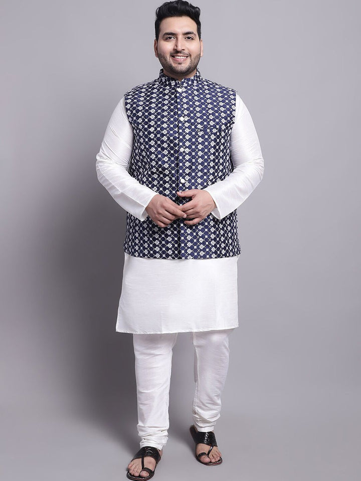 SOJANYA PLUS Regular Straight Dupion Silk Kurta & Pyjamas With Nehru Jacket