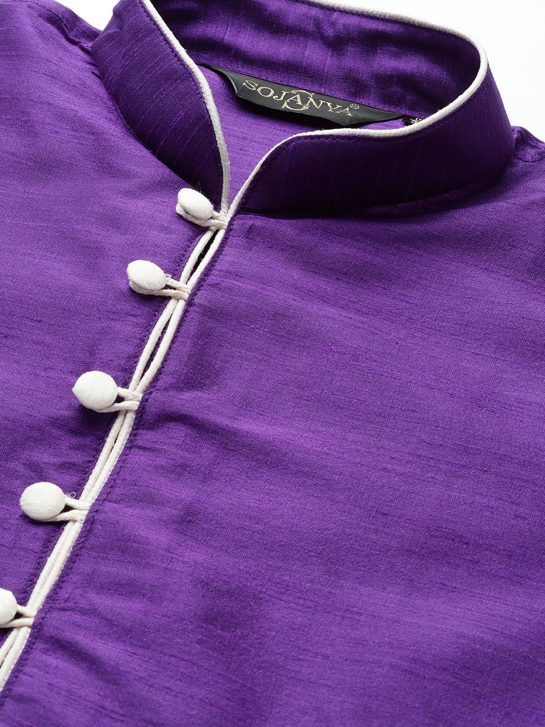 SOJANYA Lelaki Ungu Solid Kurta Lurus