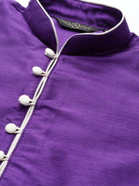 SOJANYA Lelaki Ungu Solid Kurta Lurus