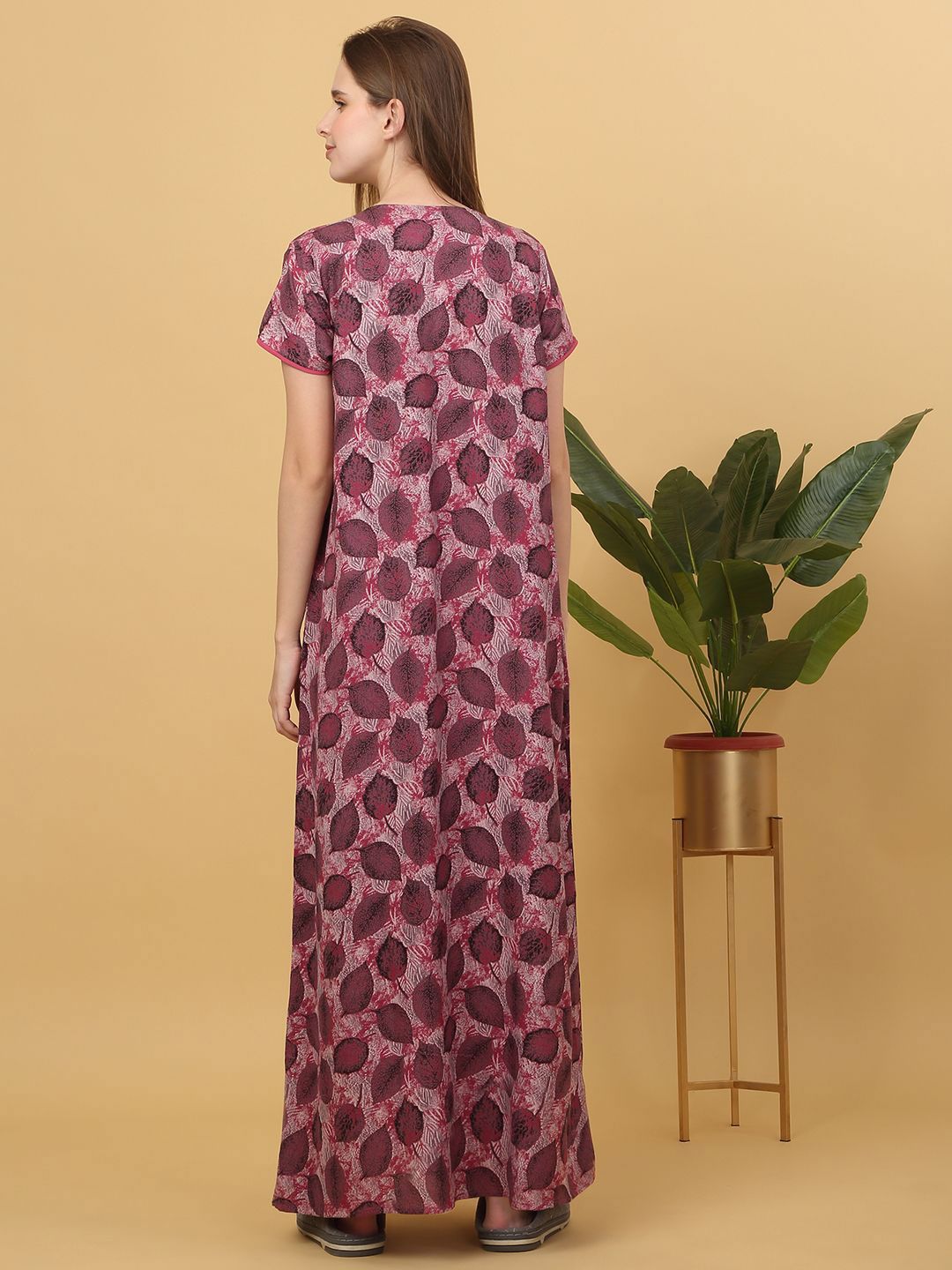 Sweet Dreams Printed Maxi Nightdress OCW-3716 PURPLE