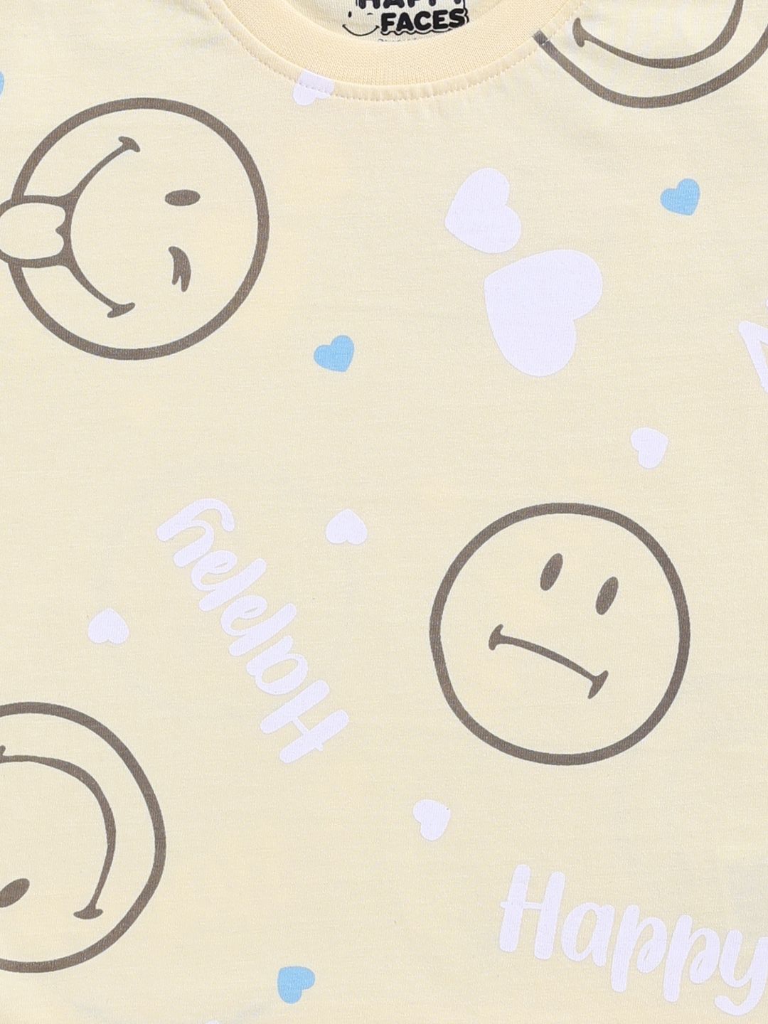 Happy Faces Girls Smiley Printed Pure Cotton T-shirt