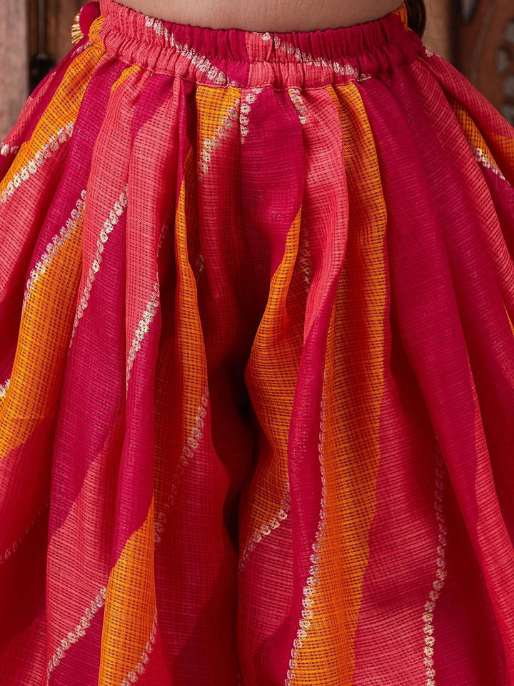 pspeaches Girls Floral Printed Shoulder Straps Top with Dhoti Pants