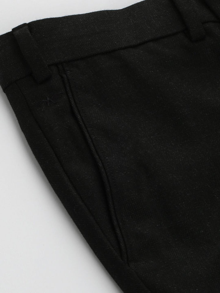Park Avenue Men Self Design Textured Mid-Rise Smart Fit Formal Trousers