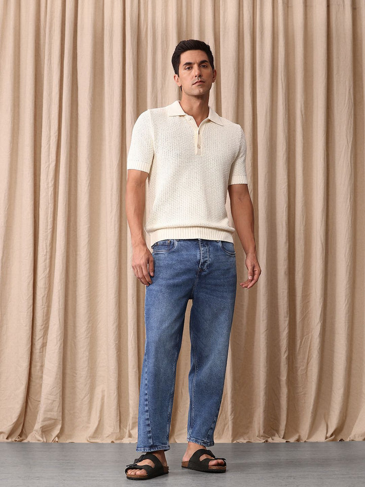 Mr Bowerbird Men Tapered Cropped Light Fade Stretchable Jeans