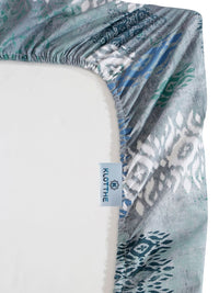 KLOTTHE Blue Geometric Printed Pure Cotton Dilengkapi 400 TC Single Cadar Dengan Sarung Bantal