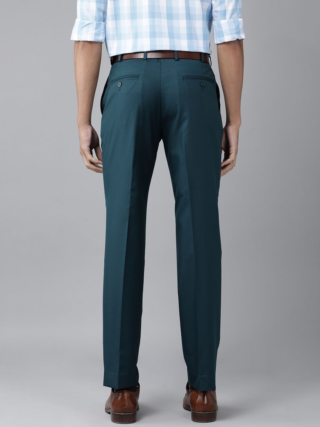 Park Avenue Men Self Design Textured Smart Slim Fit Formal Trousers