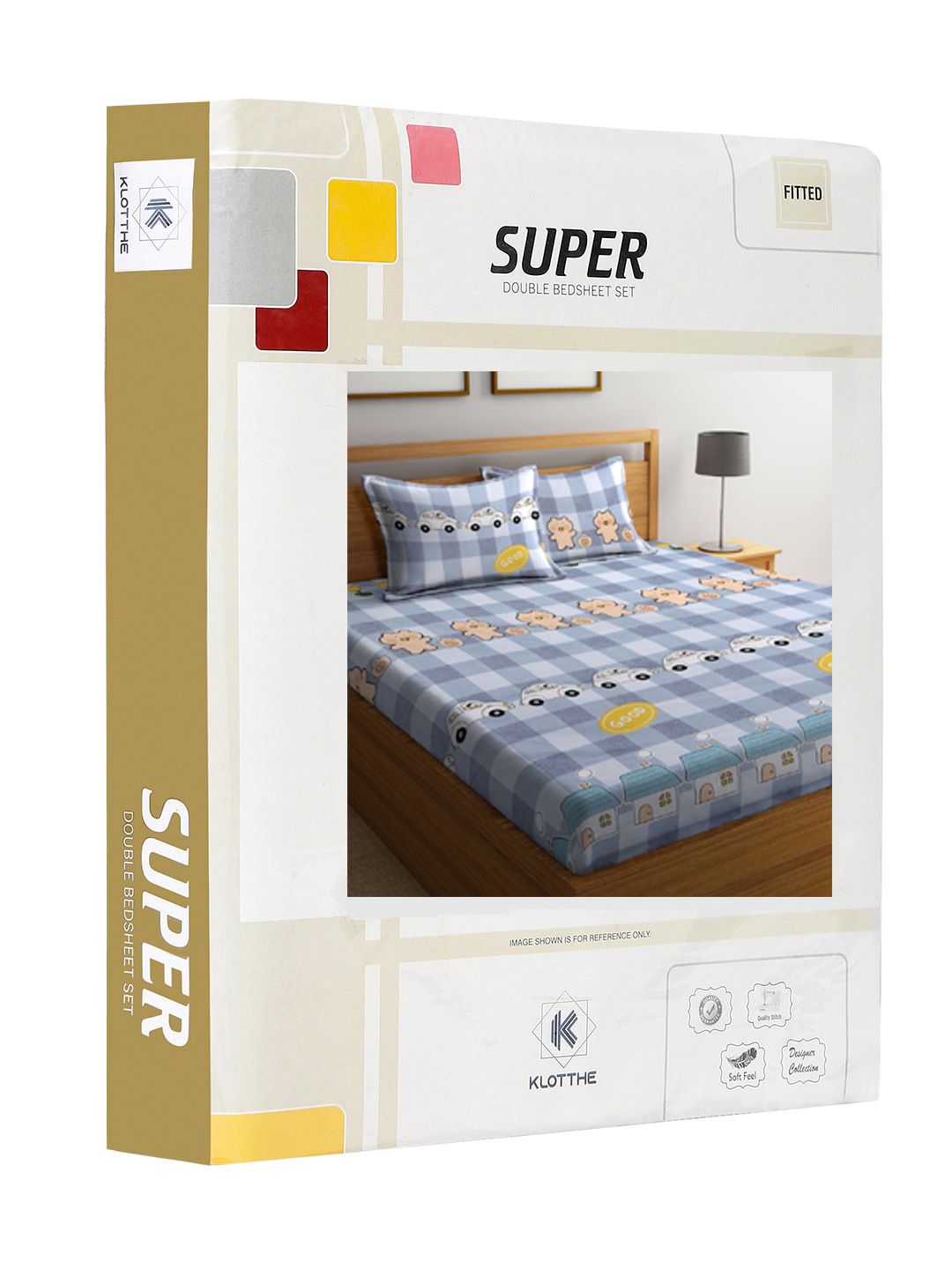 KLOTTHE Kelabu Kapas Perbualan 300 TC Cadar King Dilengkapi dengan 2 Sarung Bantal-250 x 225 cm