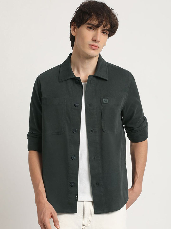 THE BEAR HOUSE Men Pure Cotton Solid Regular Fit Casual Shirt