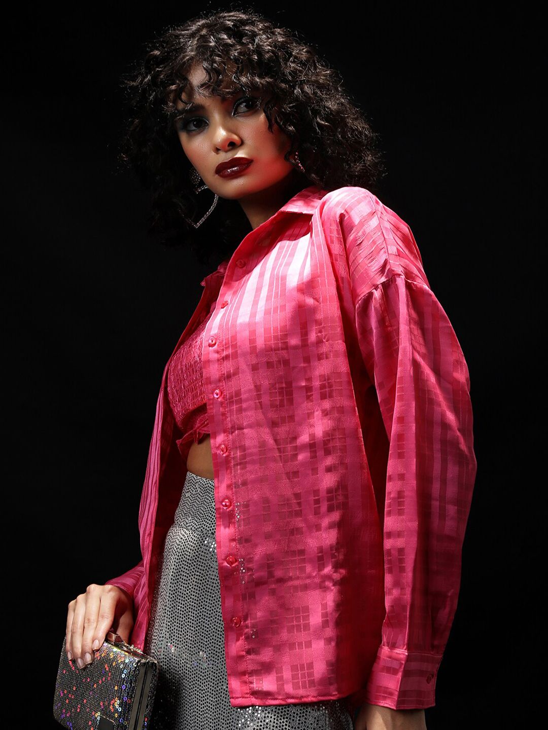 Tokyo Talkies Smocked Tube Top With Drop Shoulder Sleeves Shirt