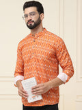 SOJANYA Lelaki Mustard Motif Etnik Kuning Bercetak Kurta