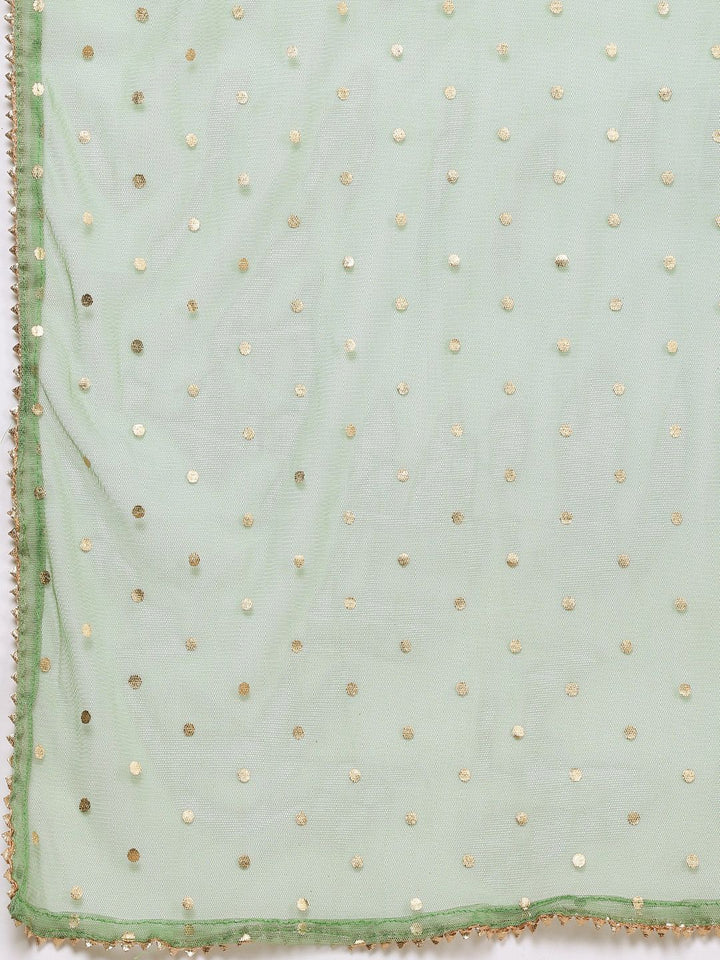 House of Pataudi Jashn Ethnic Floral Foil Printed A-Line Kurta With Palazzos & Dupatta