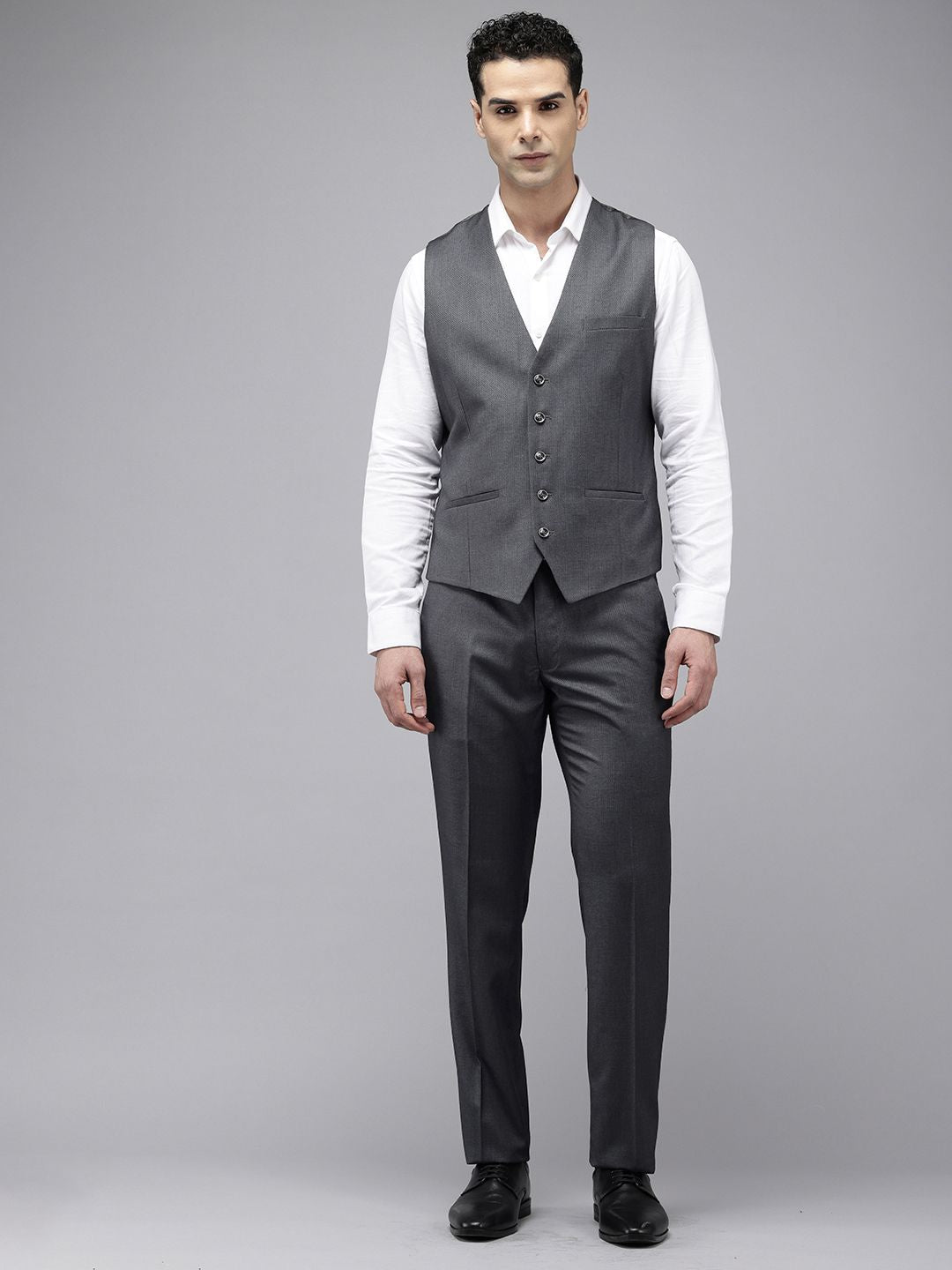 Park Avenue Self Design Super Slim Fit Single Breasted 3-Peice Party Suit