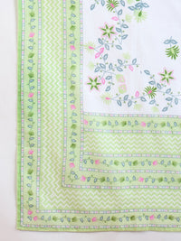 Indo Era Floral Embroidered Pure Cotton Kurta With Trousers & Dupatta