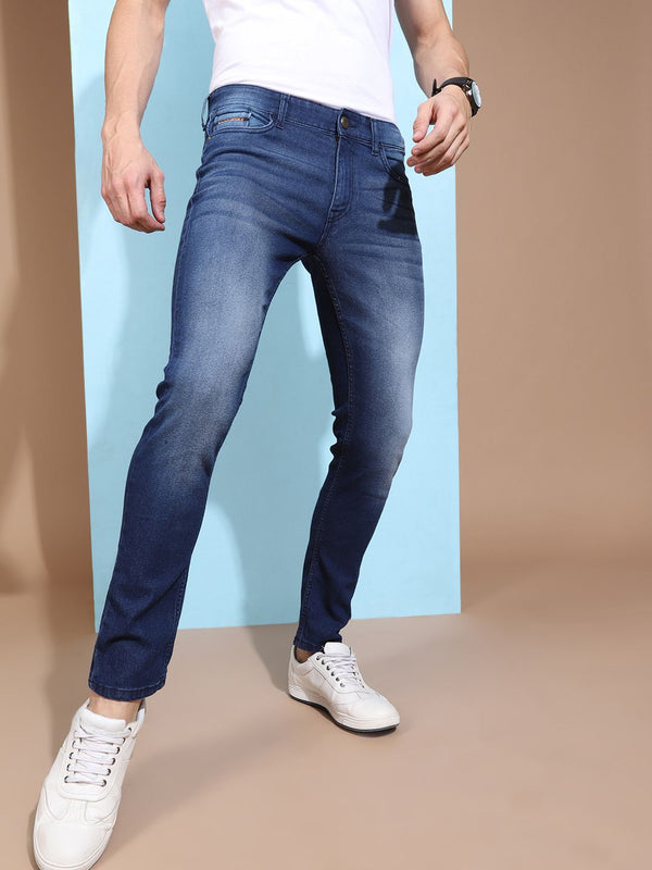 The Indian Garage Co Men Blue Slim Fit Low-Rise Clean Look Stretchable Jeans