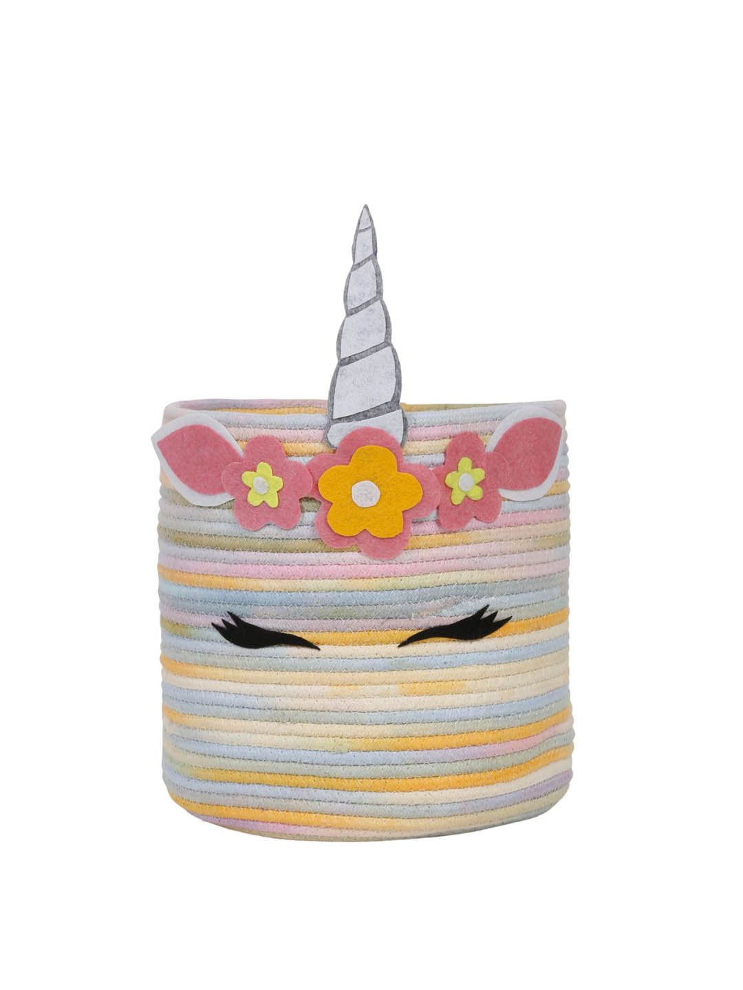 Hostta Home Kids Pink & Blue Cartoon Face Pure Cotton Laundry Bag