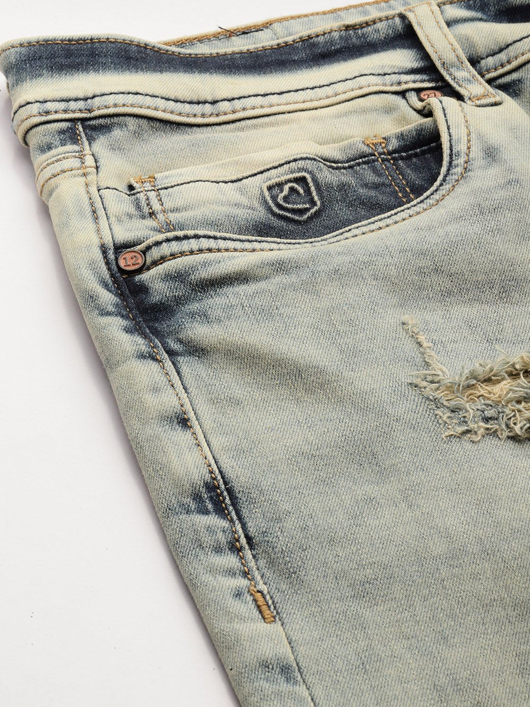 Being Human Men Krypton Straight Fit Low Distress Heavy Fade Stretchable Jeans