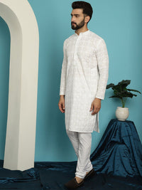 SOJANYA Sequin Embroidered Pure Cotton Straight Kurta With Pyjamas