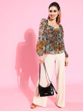 Athena Women Stylish Black Floral Top