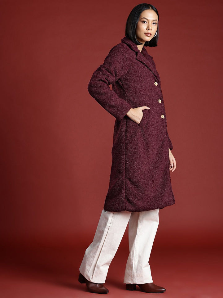 all about you Notched Lapel Sherpa Longline Overcoat