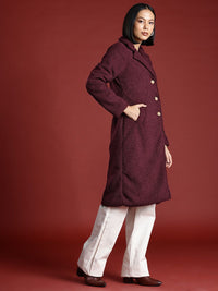 all about you Notched Lapel Sherpa Longline Overcoat