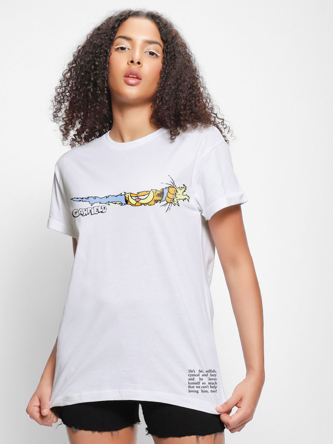 Bewakoof Women Garfield Comic Printed Relaxed Fit T-shirt