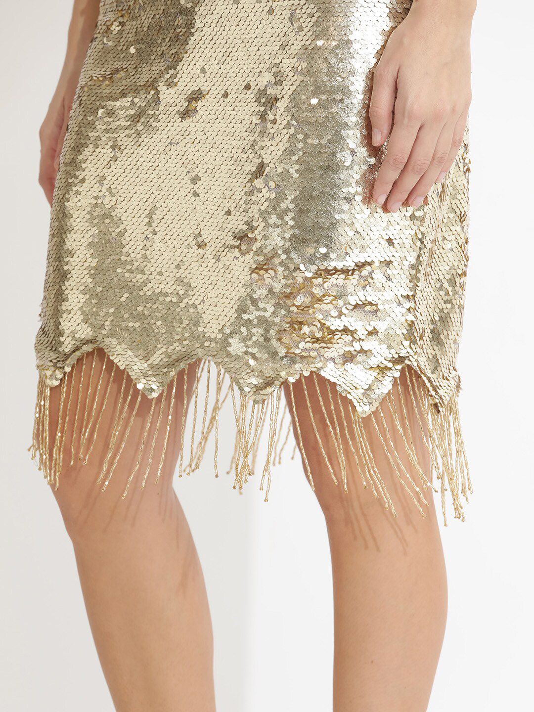 RAREISM Sequin Embellished Shoulder Straps Sheath Party Dress