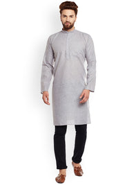 SOJANYA Men Grey Solid Straight Kurta
