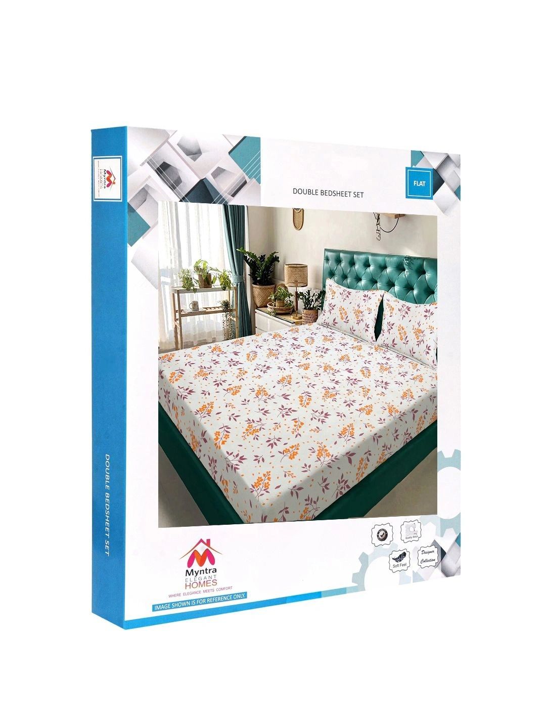 Myntra Elegant Homes White Floral 300 TC King Double Bedsheet with 2 Pillow Covers