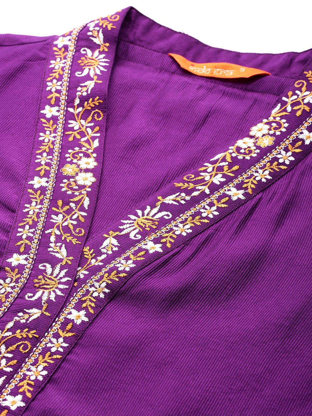 Indo Era Floral Thread Work Liva Kurta with Trousers & With Dupatta