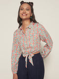 Global Desi Geometric Printed Crop Top
