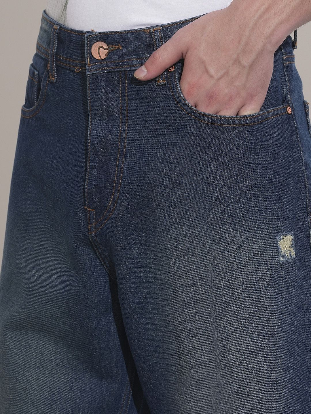Being Human Men Anti Fit Mildly Distressed Heavy Fade Pure Cotton Jeans