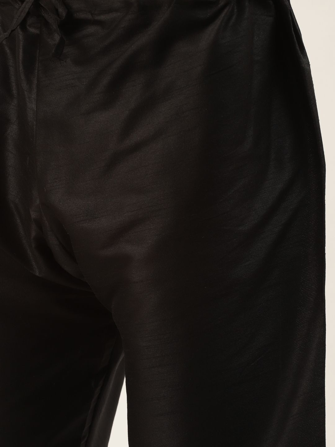 SOJANYA Men Black Thread Work Kurta with Churidar & Nehru Jacket