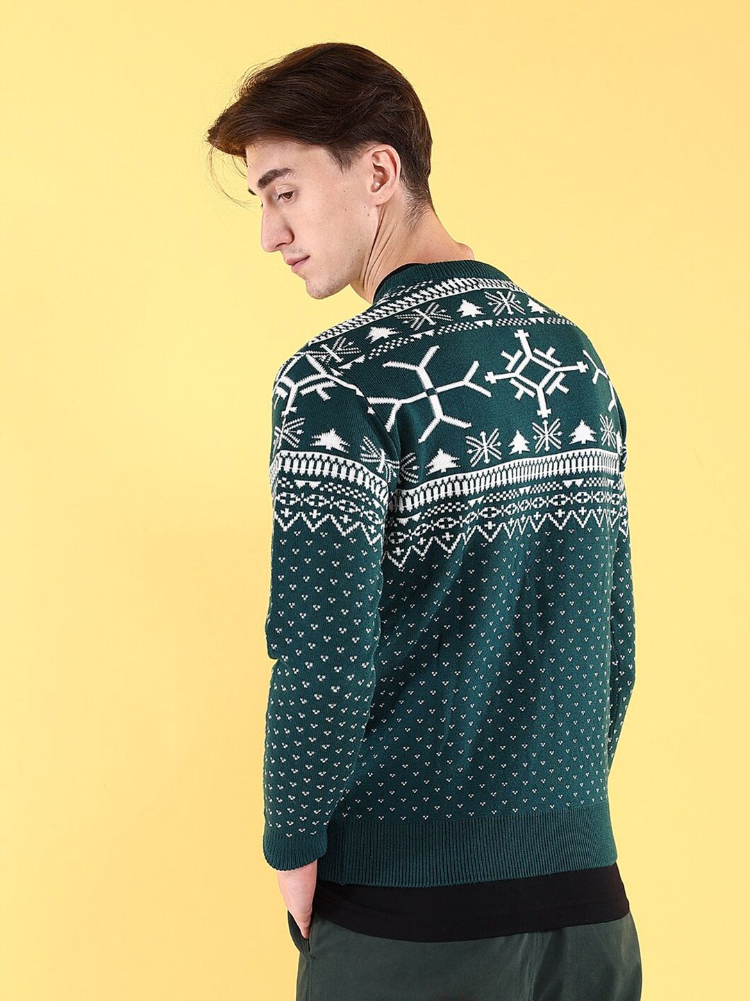 The Indian Garage Co Geometric Self Designed Acrylic Pullover