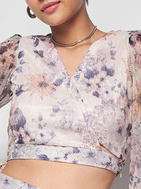 AND Floral Printed V-Neck Top with Trousers
