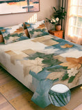 Moda Rapido X KLOTTHE Beige & Green Geometric 400 TC King Bedsheet with 2 Pillow Covers
