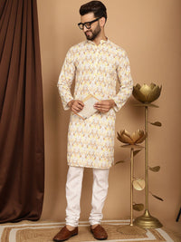 SOJANYA Kolar Mandarin Sulam Geometrik Kapas Tulen Kurta Lurus Dengan Churidar