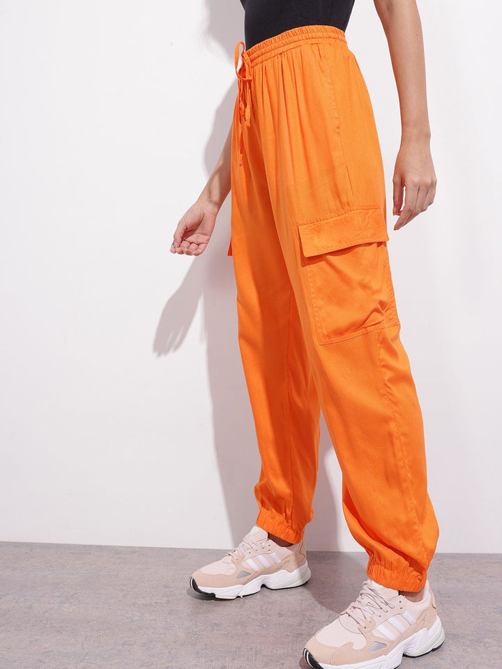DressBerry Women Autumn Persimmons Utilitarian Cargo Joggers