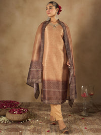 Indo Era Floral Embroidered Embellished V-Neck Straight Kurta with Trouser And Dupatta
