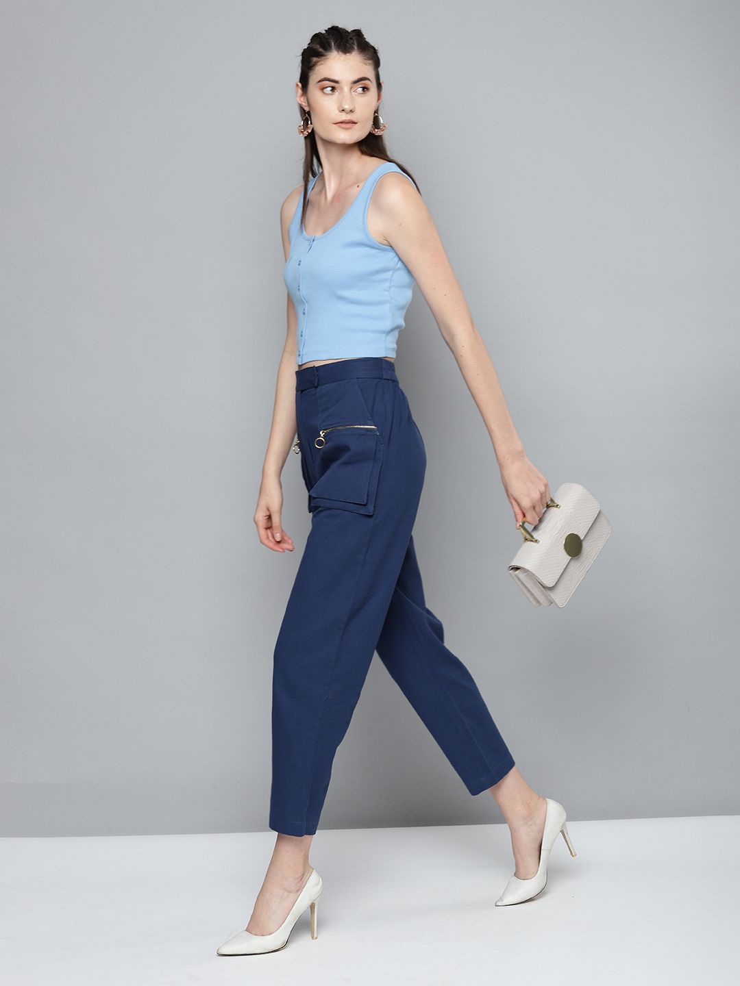 SASSAFRAS Blue Fitted Crop Top