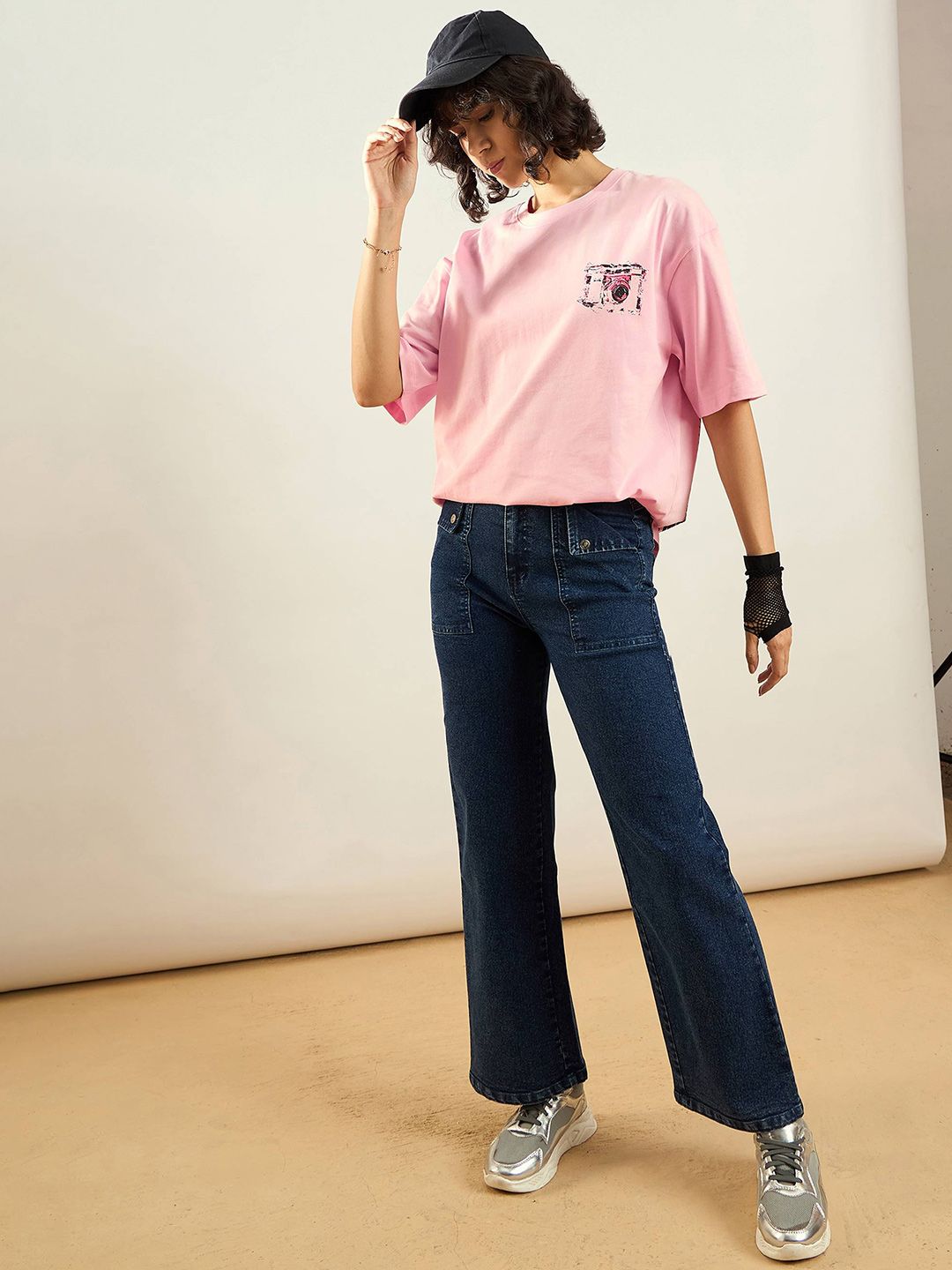 SASSAFRAS Pure Cotton Graphic Printed Round Neck Oversized T-shirt