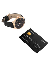 Sambungan Perancis Lelaki Hitam Dial & Kulit Hitam Tali Analog Watch FCL25