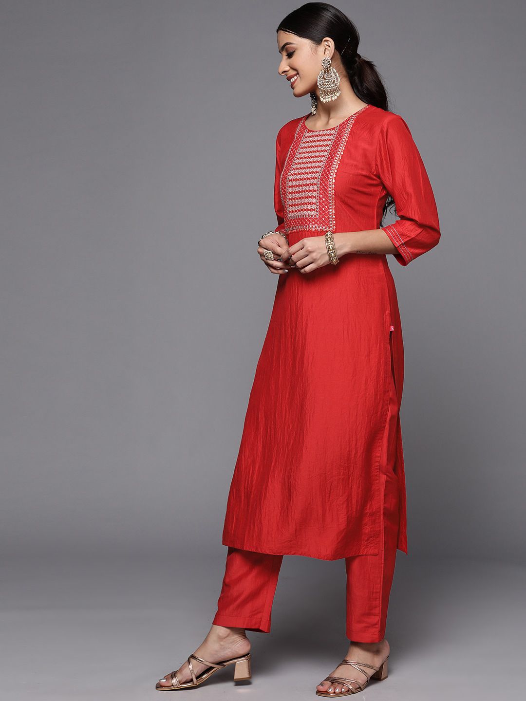 Varanga Women Ethnic Motifs Embroidered Sequinned Kurta with Trousers & Dupatta