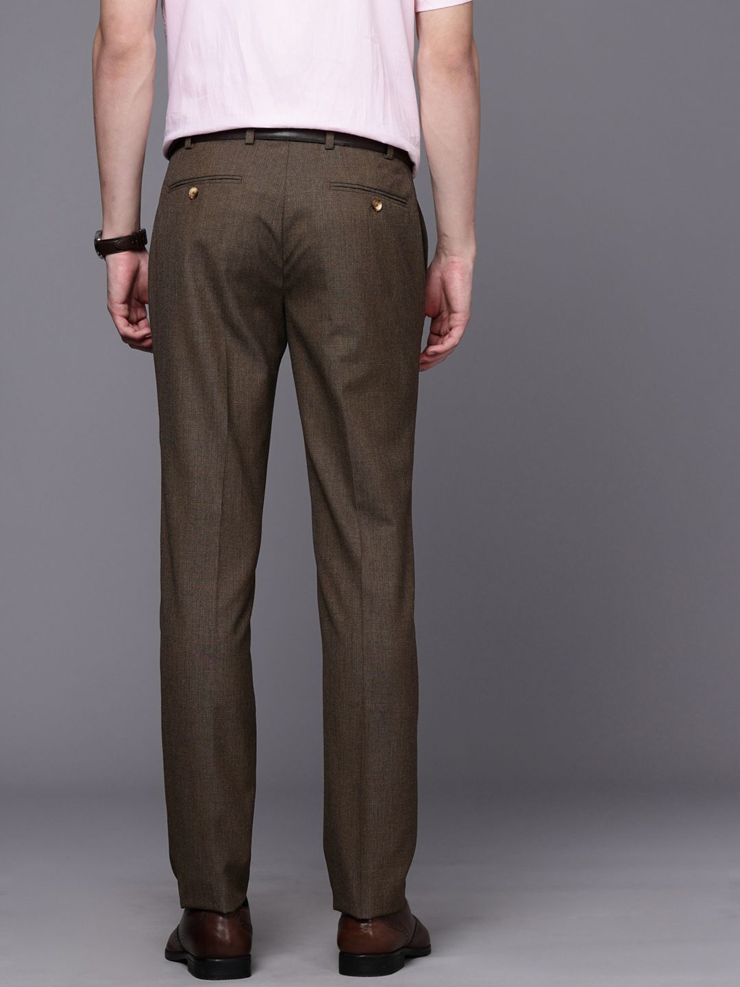 Raymond Men Textured Slim Fit Formal Trousers