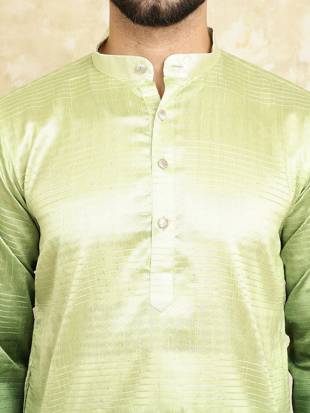 SOJANYA Striped Regular Sequined Jacquard Kurta With Churidar