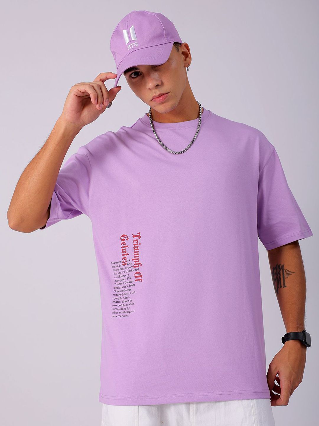 The Indian Garage Co Men Back Printed Boxy Oversized Round Neck Pure Cotton T-shirt