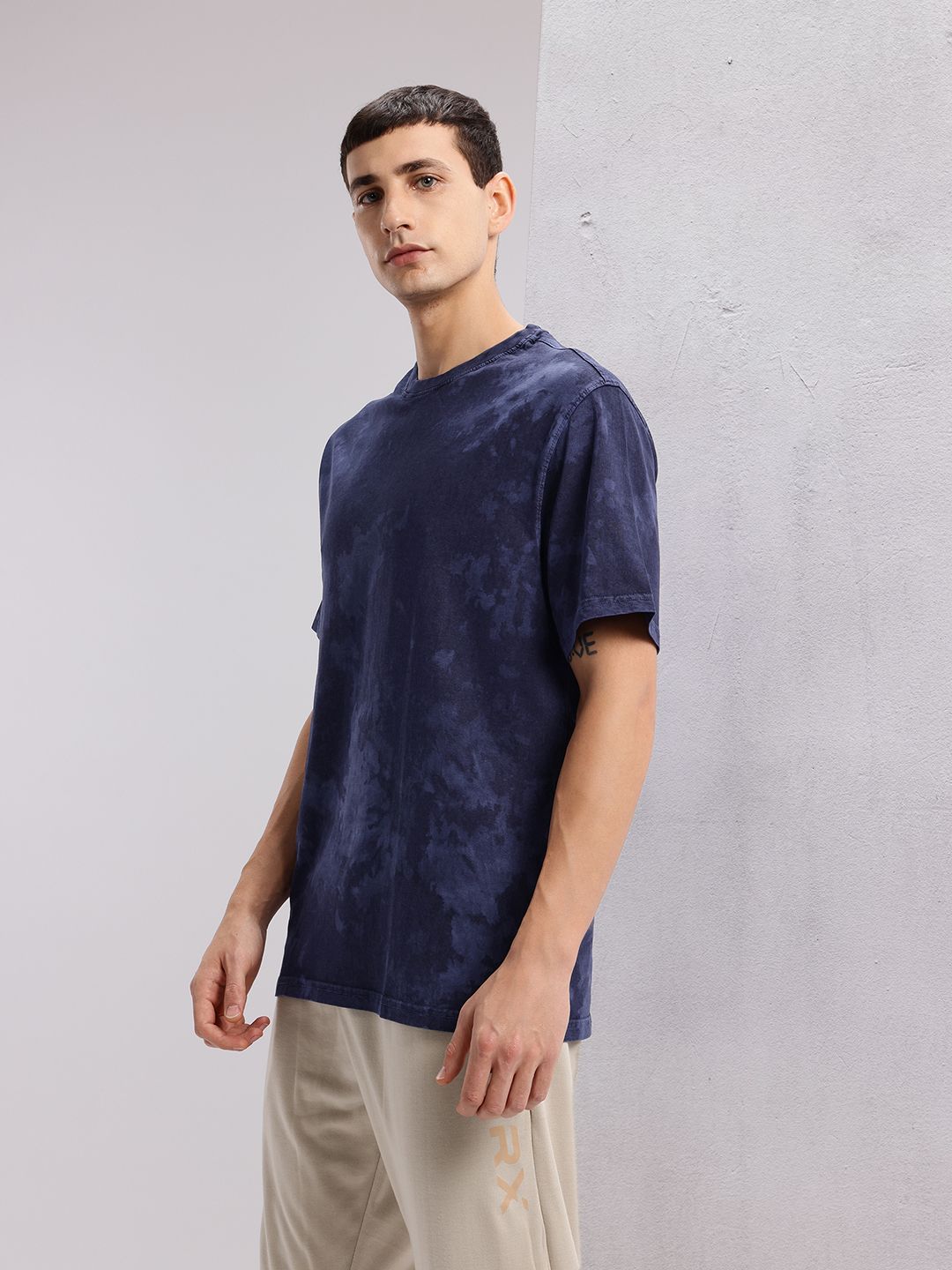 HRX by Hrithik Roshan Printed Washed Effect Pure Cotton Yoga T-shirt