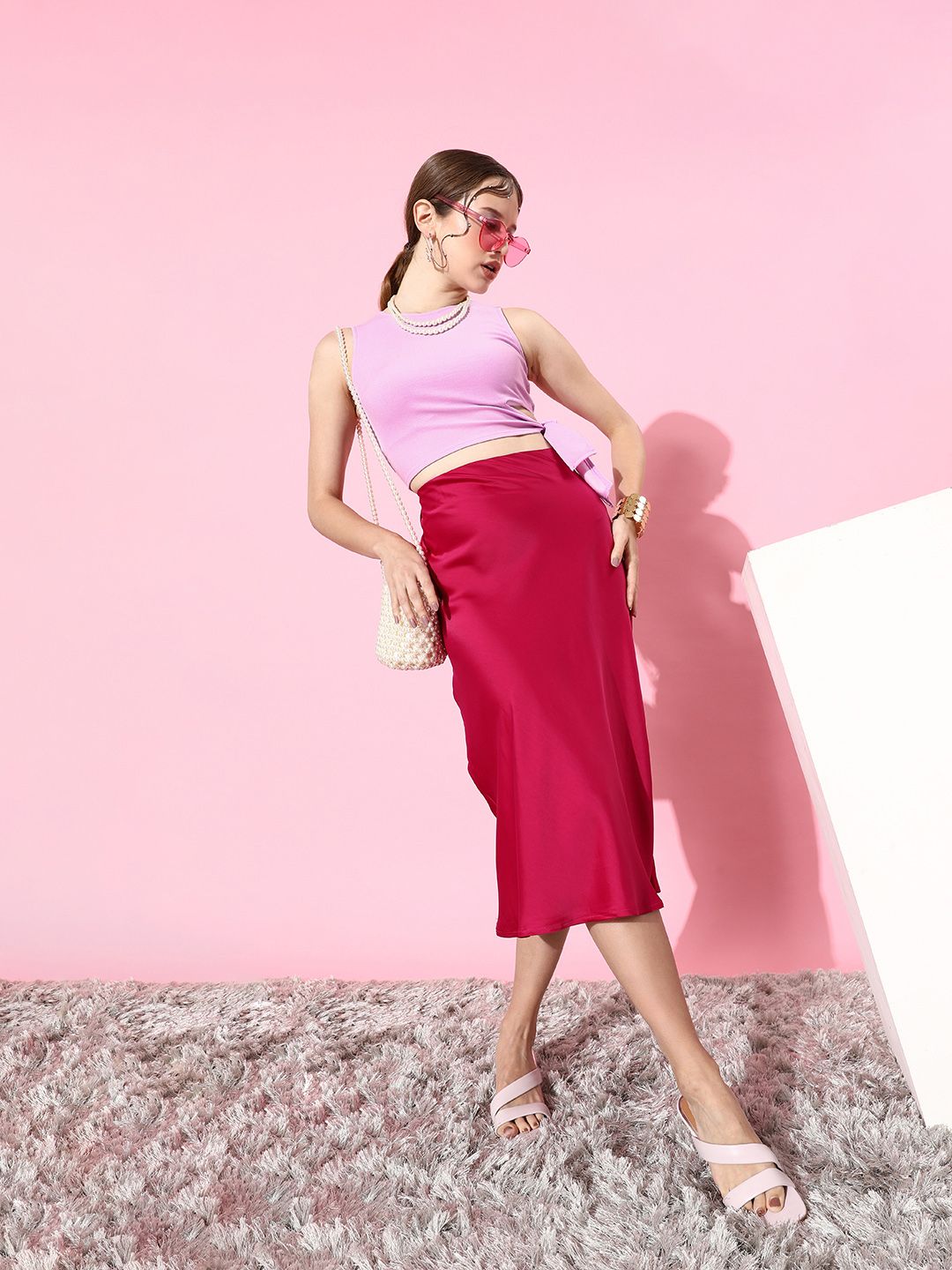 Athena Lavender Solid Twist & Knot Top